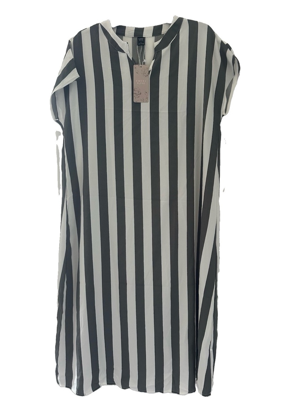Striped Gray & White Maxi Dress NWT